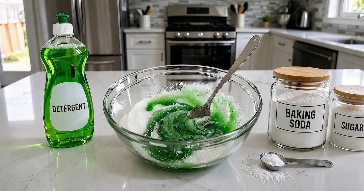 2 cucchiai di detersivo, bicarbonato e zucchero: la formula per sgrassare la cucina