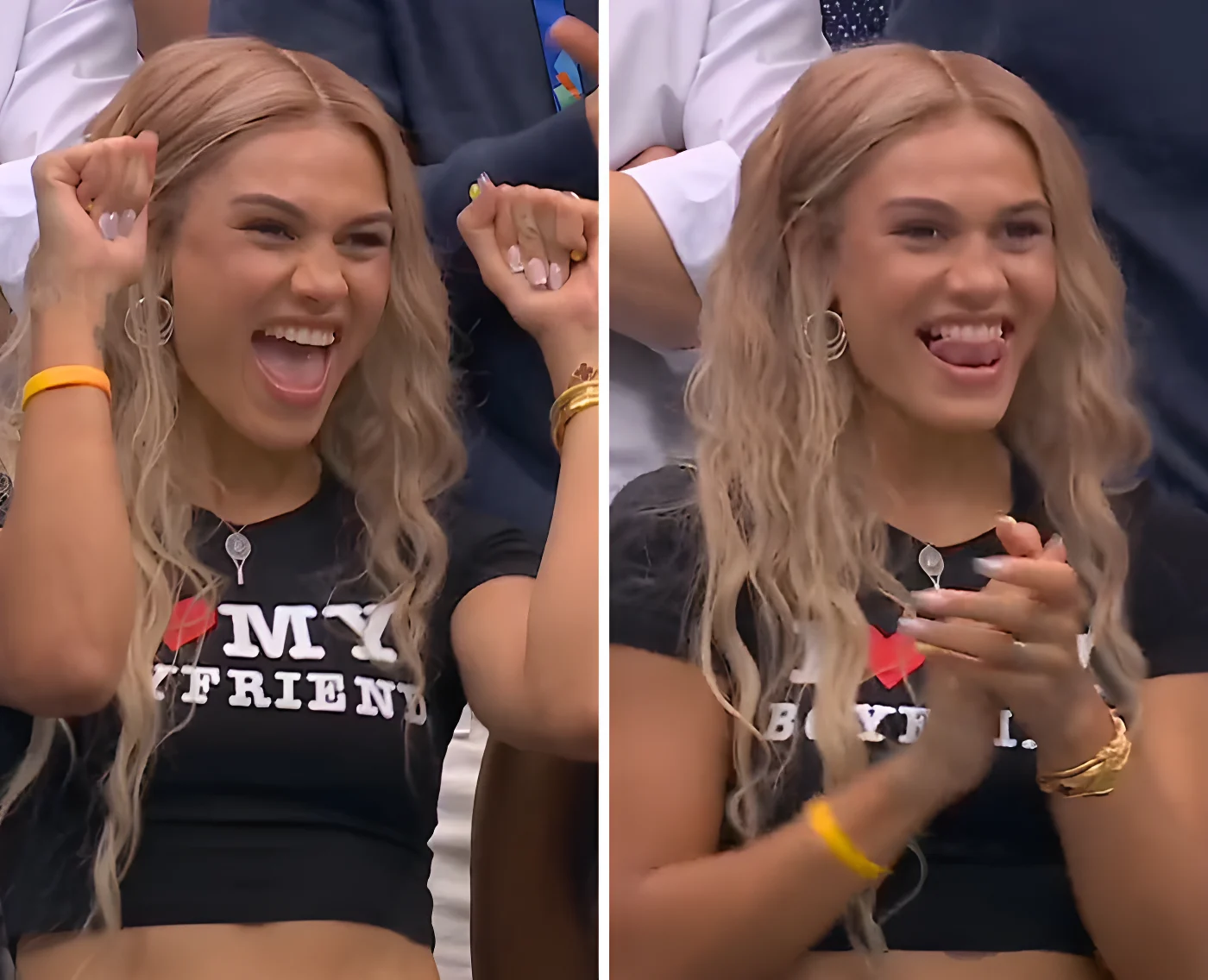 A woman dancing at US Open, wearing an