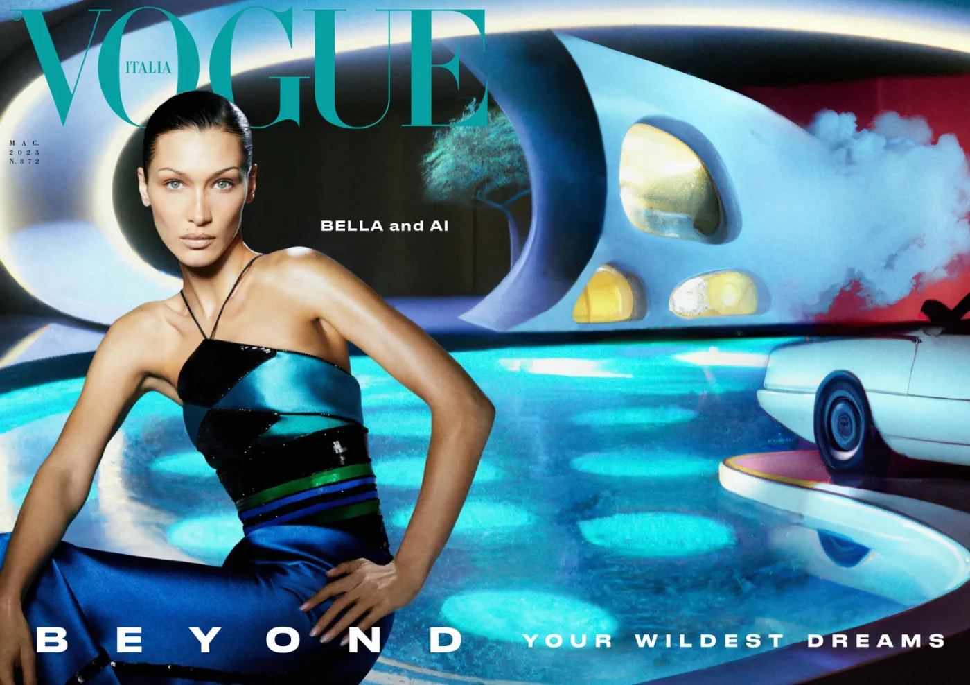 Bella Hadid in Armani fotografata da Carlijn Jacobs Vogue Italia maggio 2023