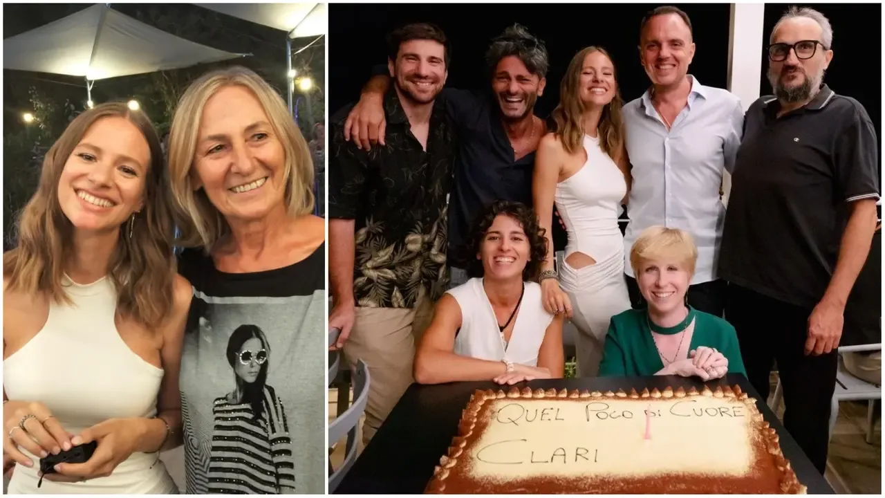 Clari con la mamma Lorena Quieti; a destra la foto con: Davide Pascucci, Michele bellagamb, Francesco De Benedittis, Alessandro Ciuffett, Chiara Magrini e Veronica Forlani