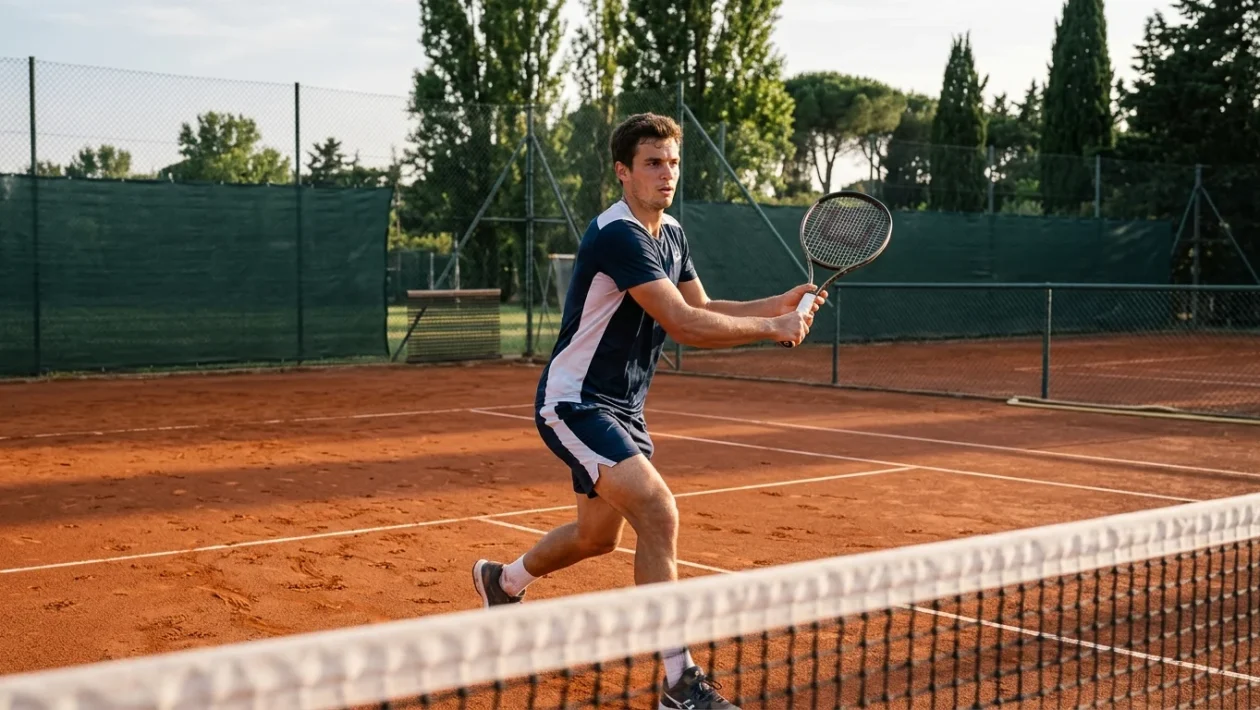 Giocatori di tennis in campo durante un torneo Open a Mogliano