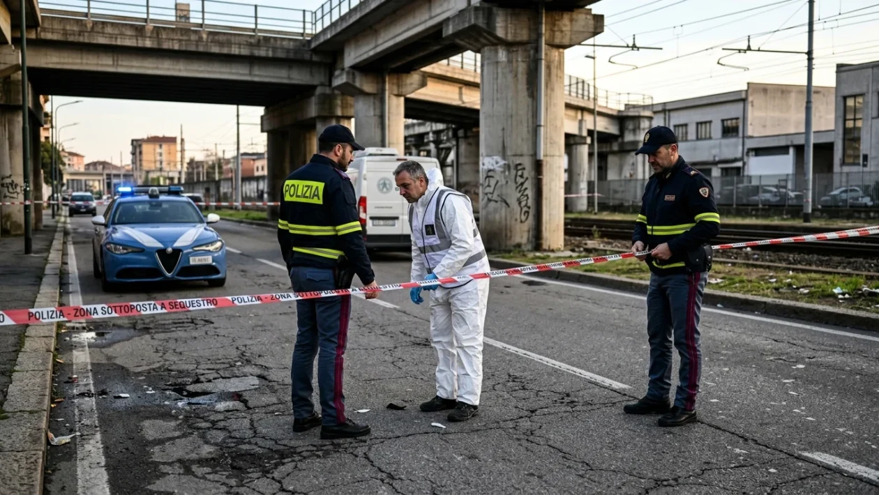 Intervento dei soccorsi e della polizia sul luogo dell'accoltellamento a Treviso