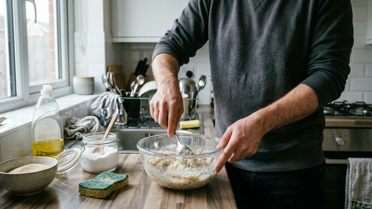 Detersivo liquido e zucchero per pulizie domestiche