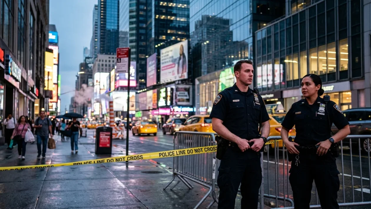 Incrocio di Times Square a New York teatro dell'aggressione
