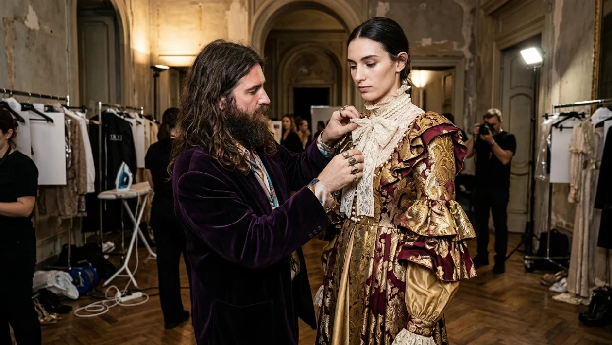 Dettagli sartoriali e silhouette della sfilata Valentino firmata Alessandro Michele