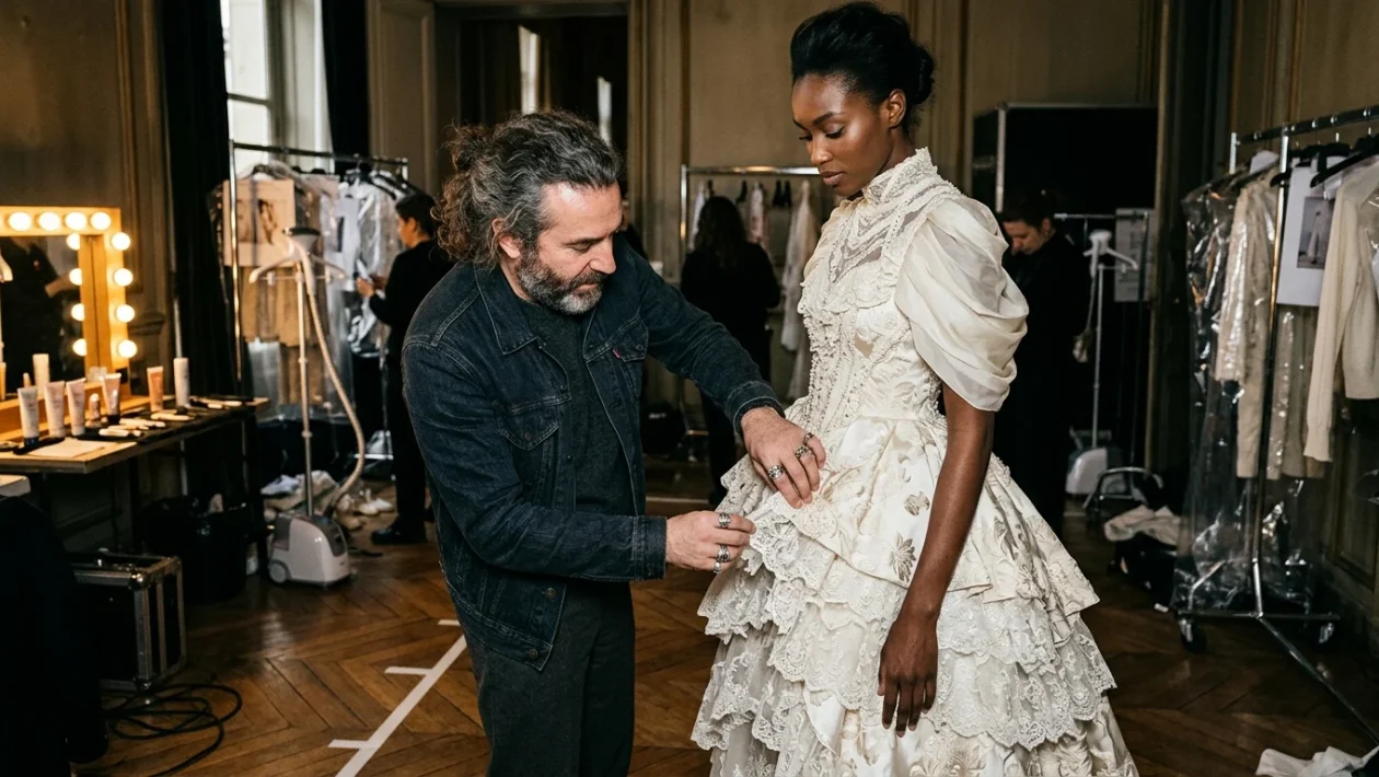 Dettagli sartoriali della collezione Valentino disegnata da Alessandro Michele a Parigi