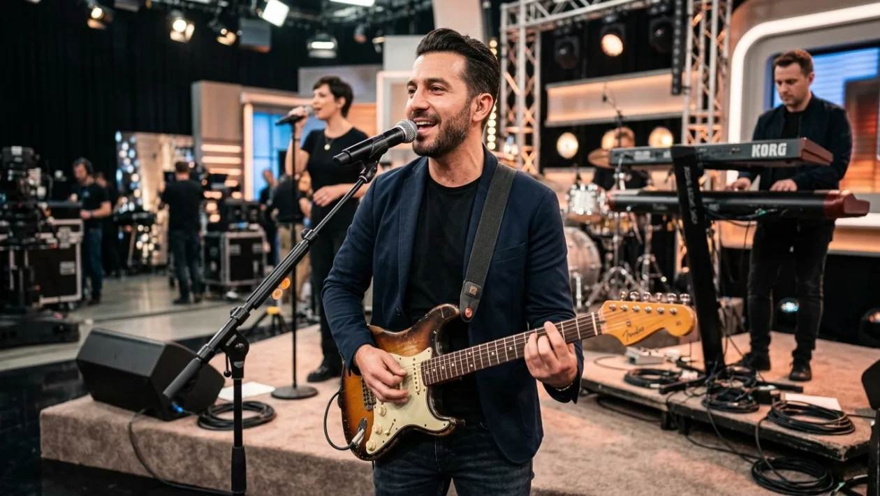 Alex Mandelli sul palco de La Ruota della Fortuna