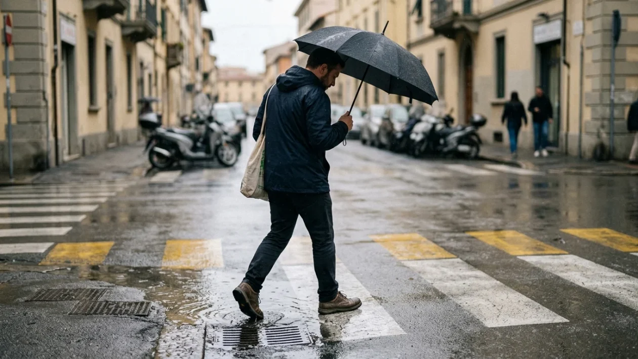Nuvole temporalesche e pioggia intensa sul litorale di Livorno