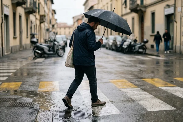 Nuvole temporalesche e pioggia intensa sul litorale di Livorno