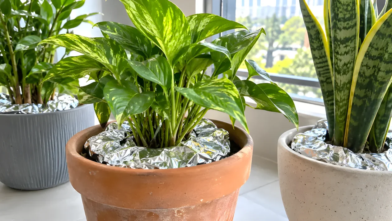 Alluminio nei vasi delle piante: perché questo trucco trattiene l'umidità e protegge le foglie