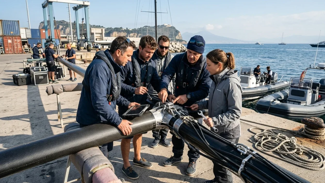 Nisida e il golfo di Napoli durante i preparativi per l'America's Cup