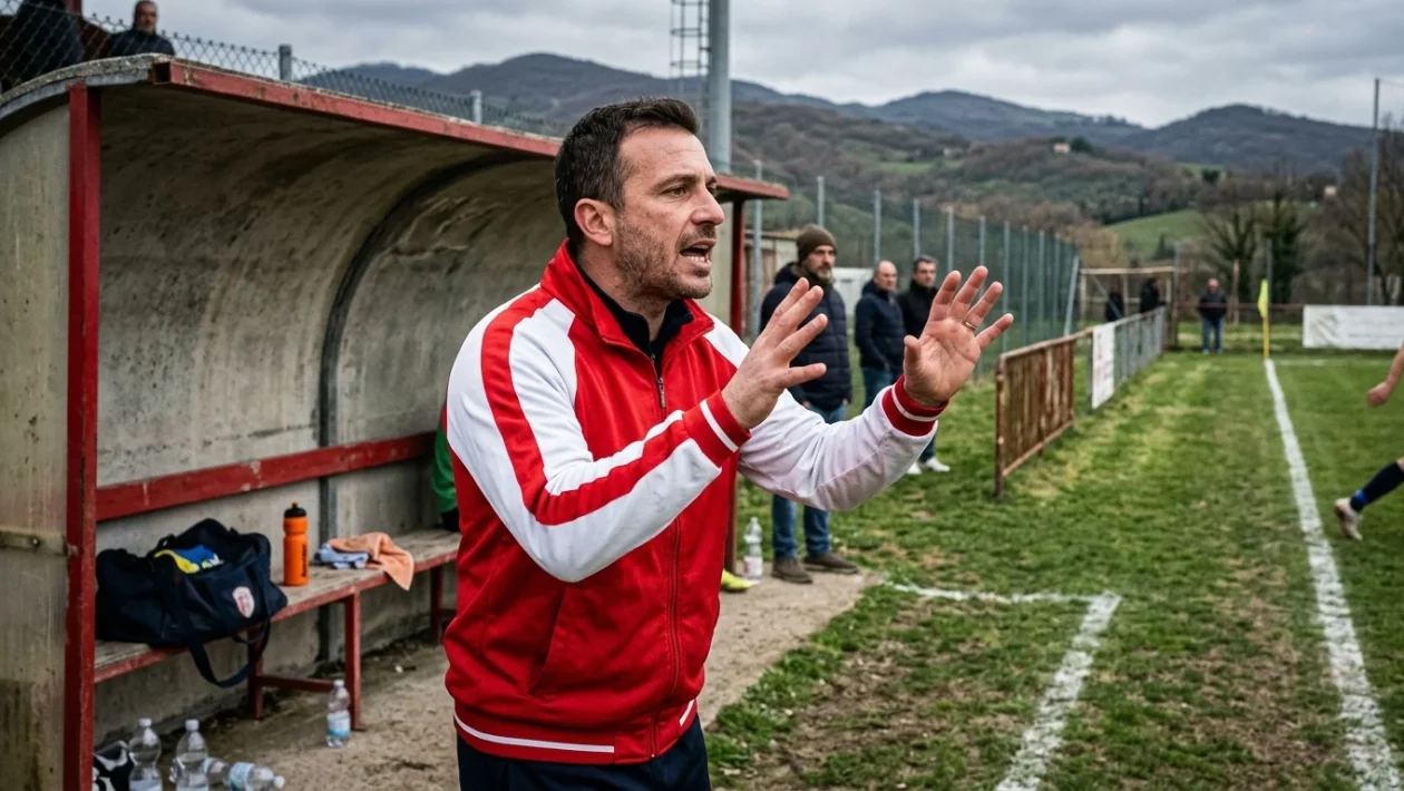 Andrea Camplone durante una sessione di allenamento a bordo campo