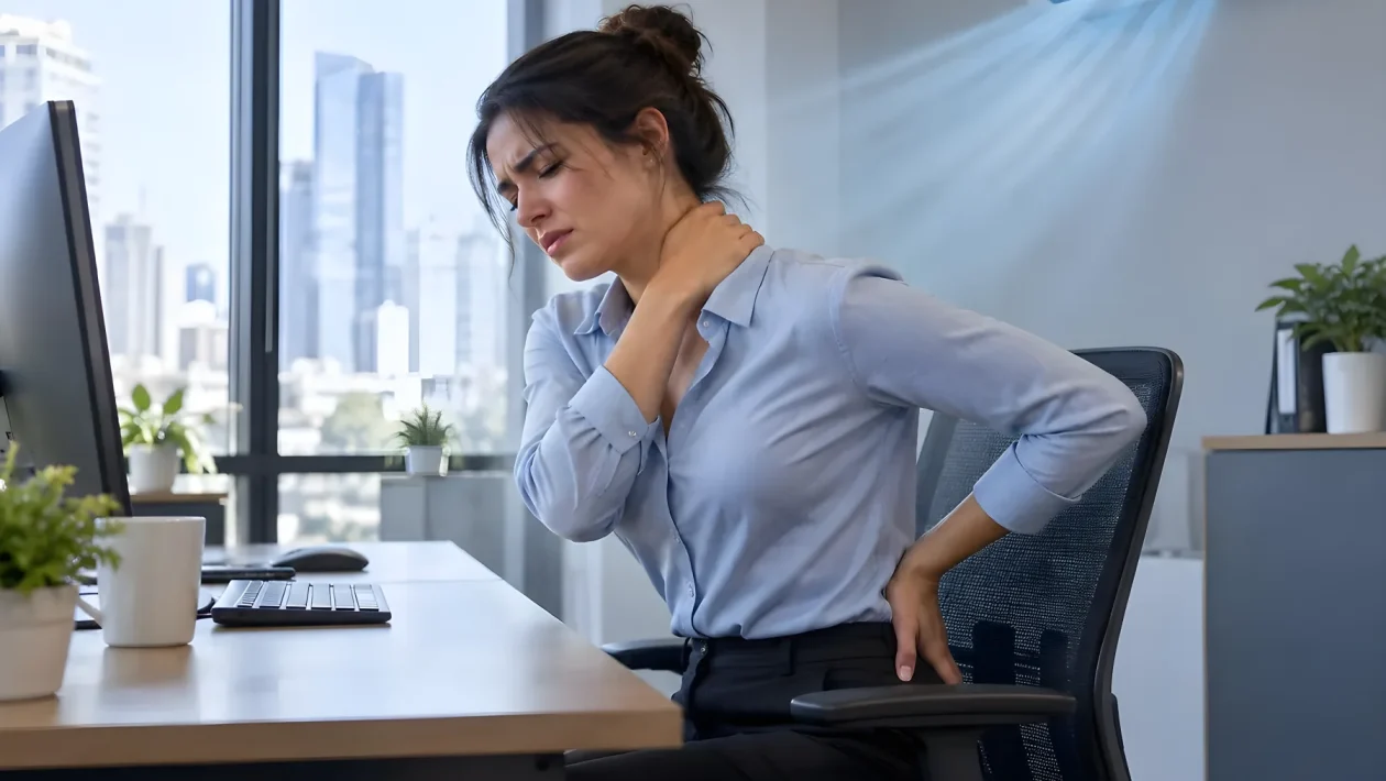 Aria condizionata e postura fissa: il rischio di cervicalgia sale del 36% tra gli impiegati