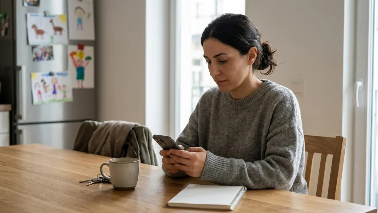 Schermata di uno smartphone che mostra l'applicazione dei servizi previdenziali per la famiglia