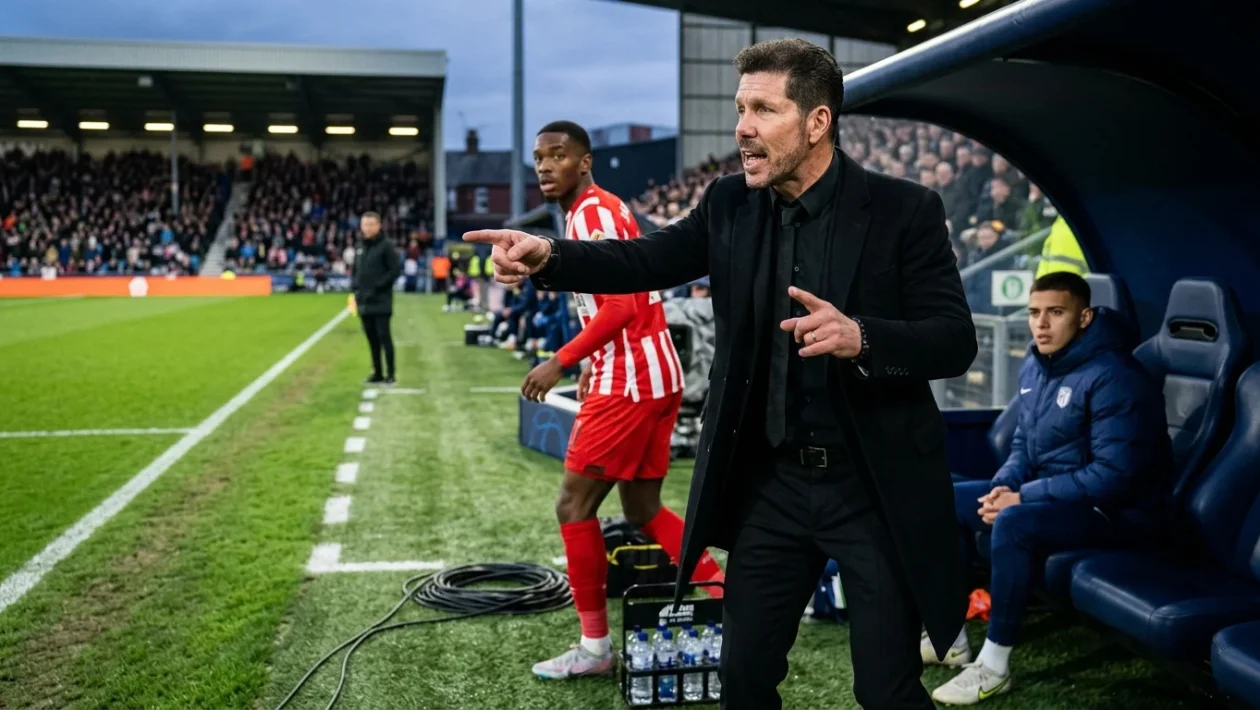 Diego Simeone dà indicazioni tattiche a bordo campo durante una partita dell'Atletico Madrid
