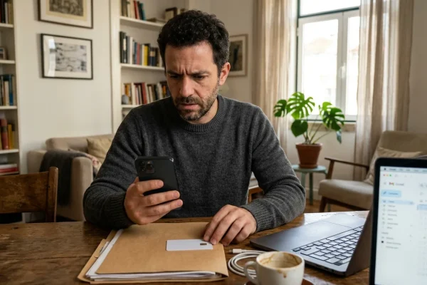 Schermata digitale con lucchetto di sicurezza violato e notifiche di alert bancario