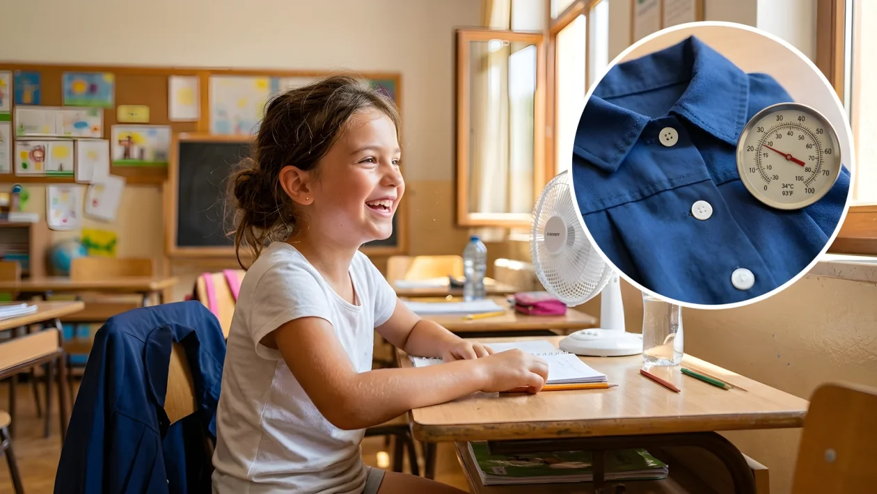 Bambini a scuola senza grembiule per l'ondata di caldo anomalo