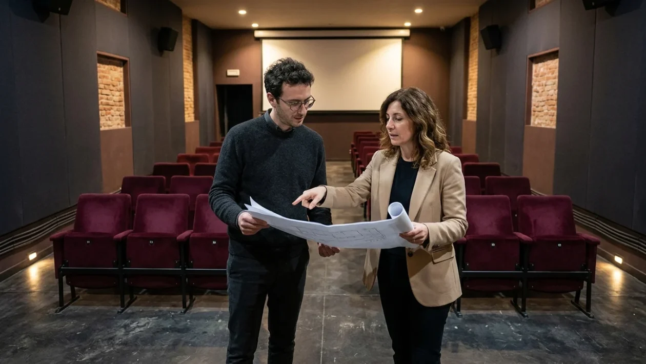Facciata e spazi dell'ex Cinema Orchidea a Milano