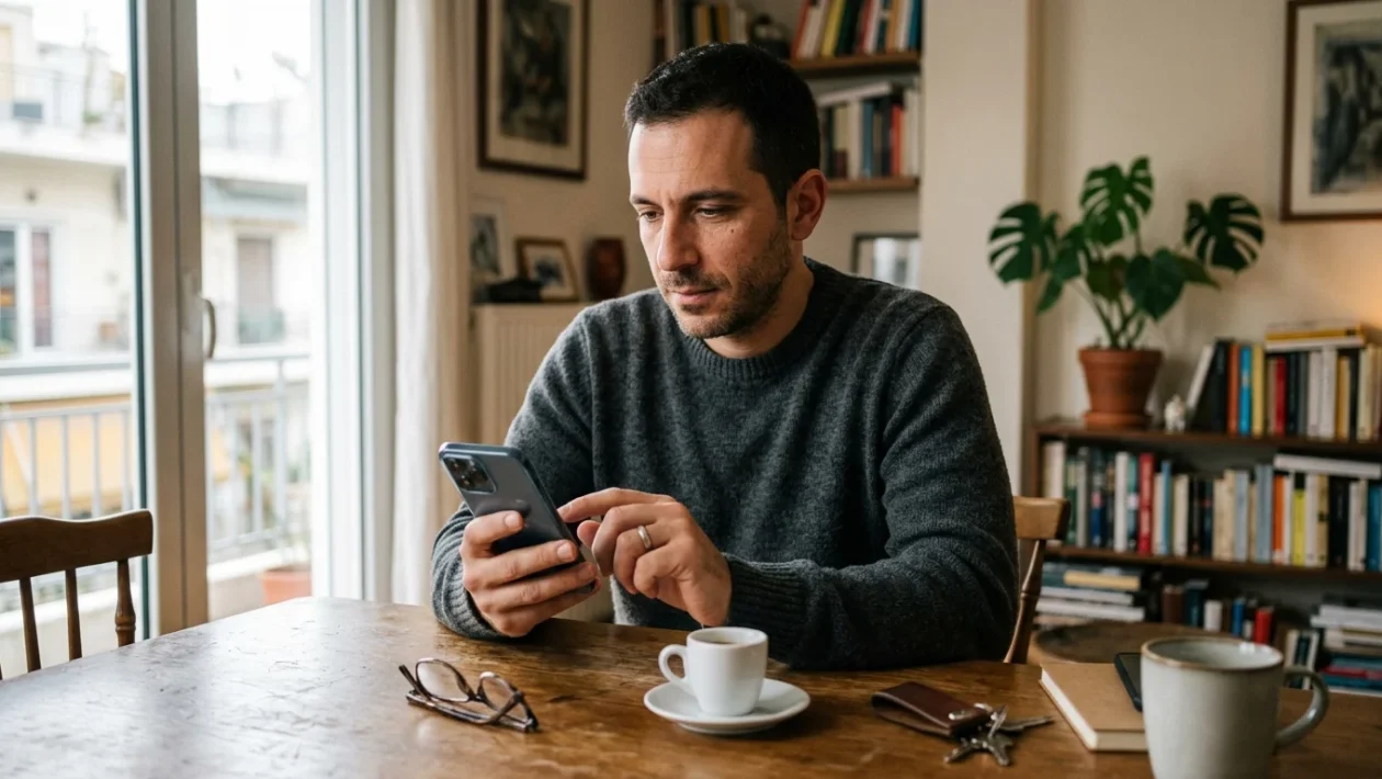 Dispositivo smartphone con schermata di mobile banking per la gestione del conto corrente BdM Banca