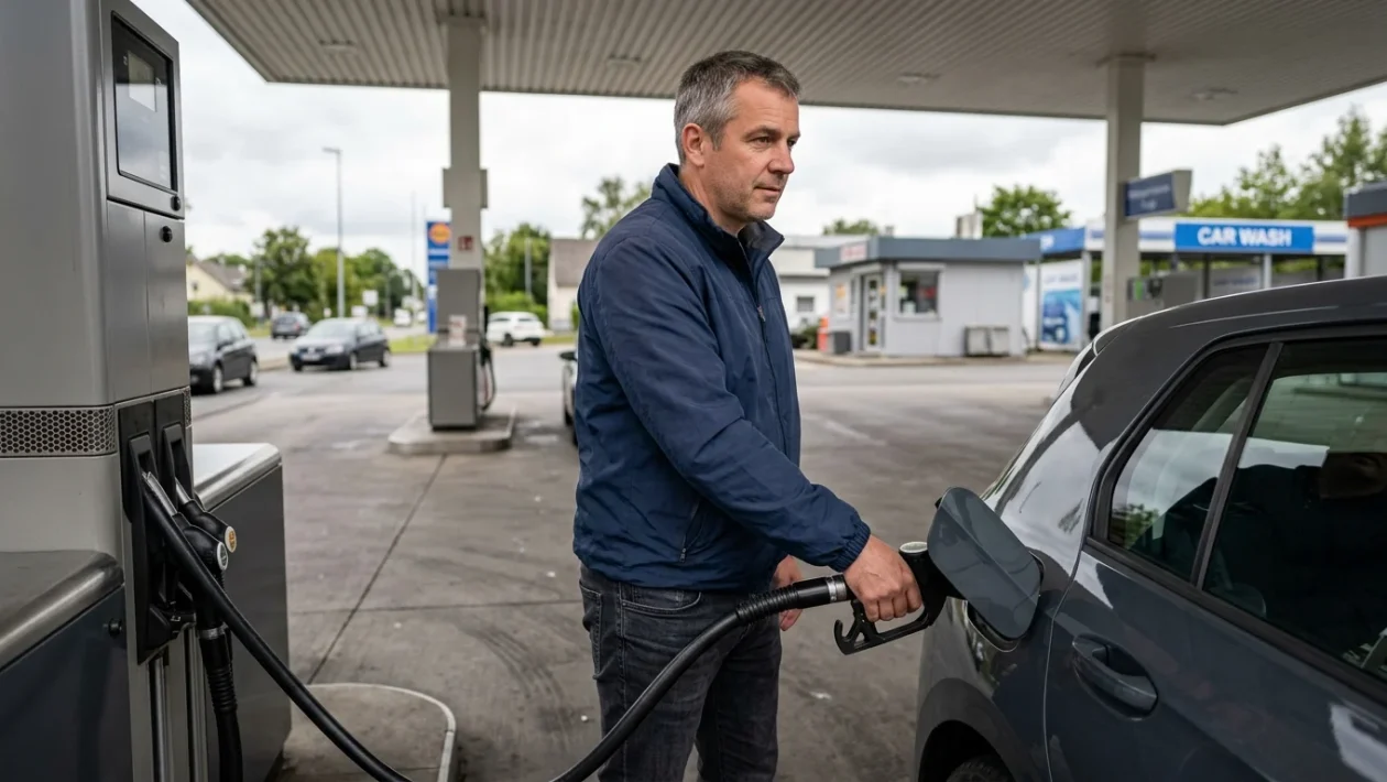 Distributore di carburante con pompa di benzina e diesel