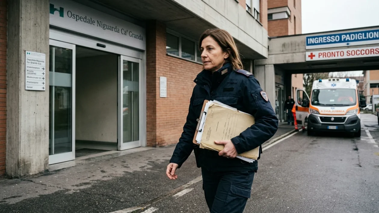 Ingresso del pronto soccorso ospedaliero con ambulanza