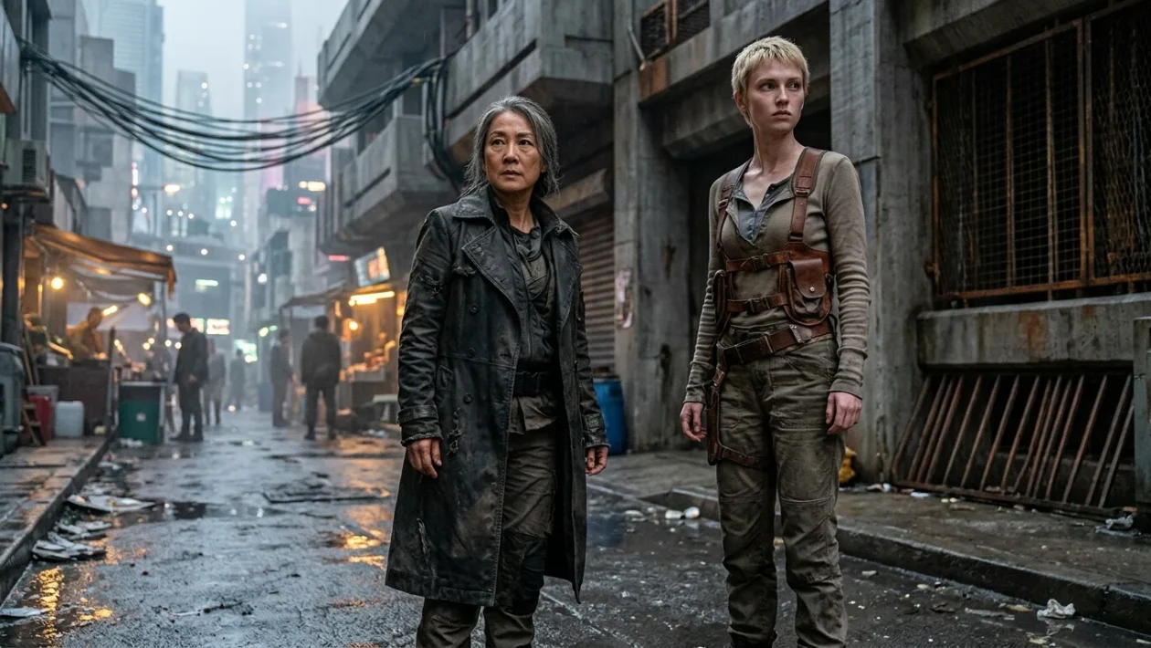 Michelle Yeoh e Hunter Schafer nella serie Blade Runner 2099 su Prime Video