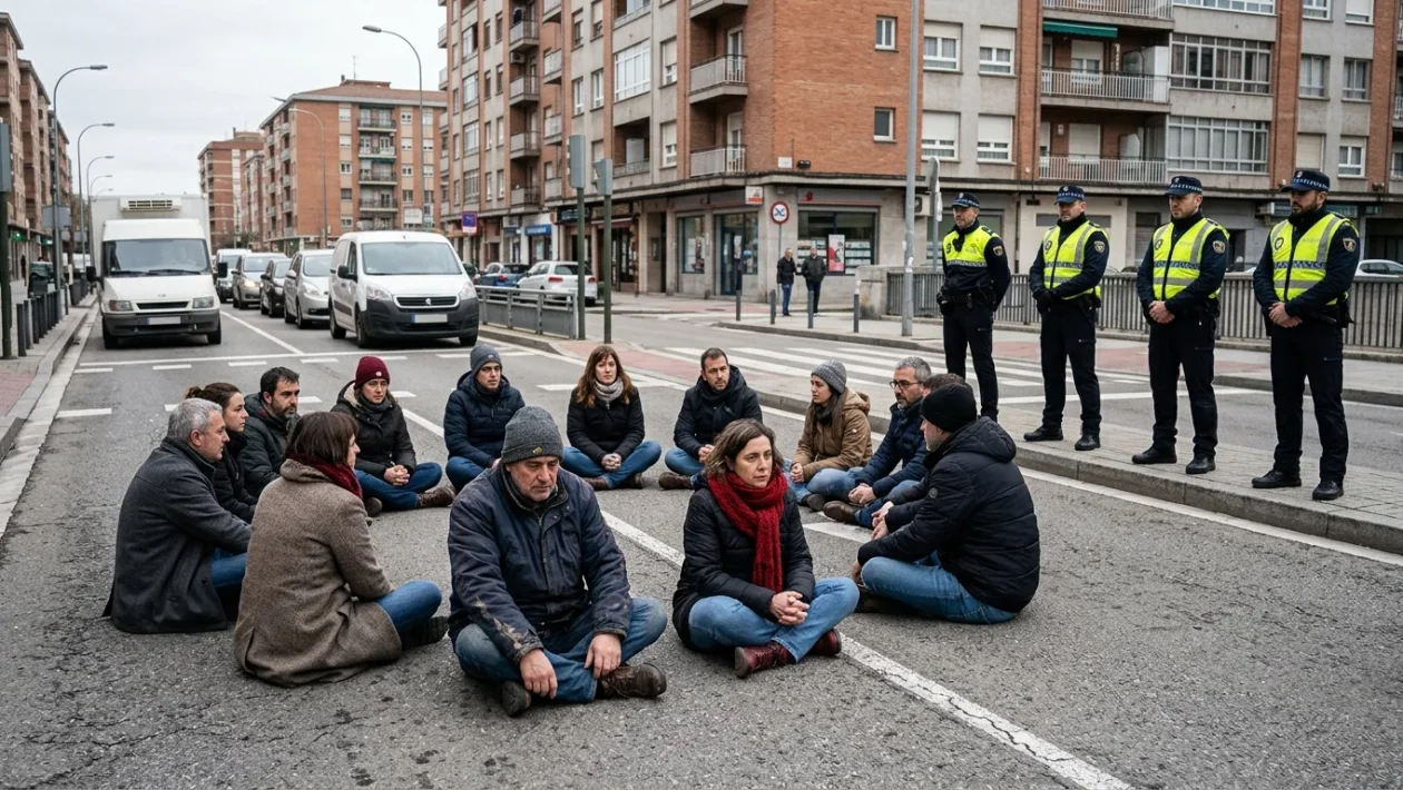 Automobili bloccate nel traffico durante una manifestazione stradale
