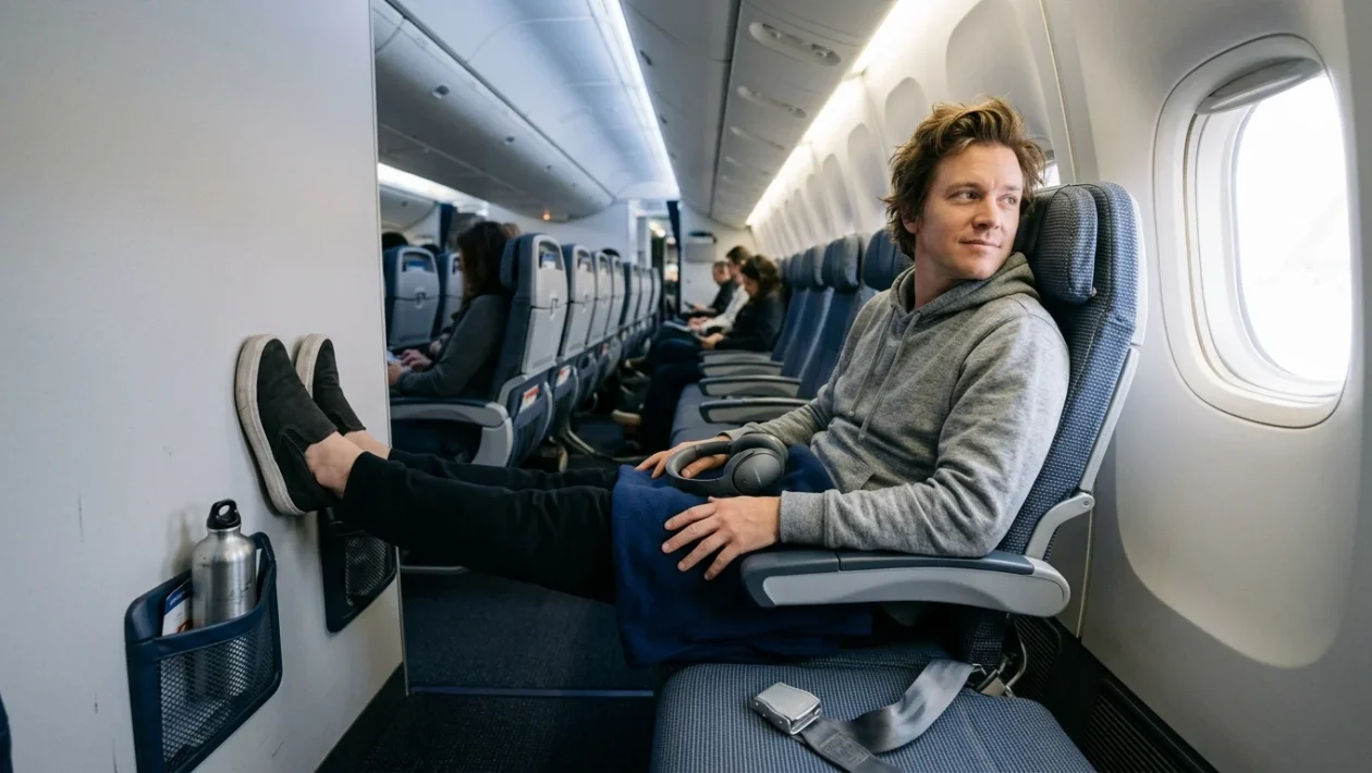 File di sedili della cabina passeggeri economy di un aereo Boeing 777-300ER
