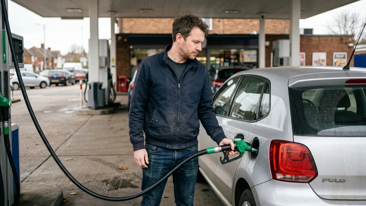Erogatore di carburante durante il rifornimento presso una stazione di servizio