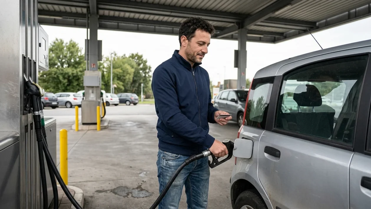 Carta Dedicata a Te utilizzata per il pagamento del rifornimento di carburante presso una stazione di servizio