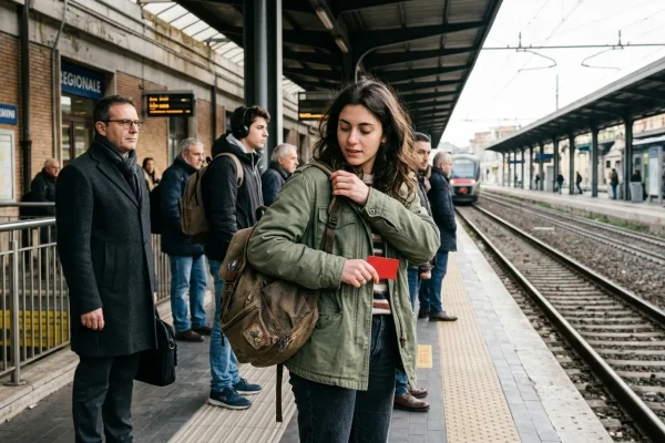 Autobus del trasporto pubblico urbano in sosta a una fermata nel Lazio