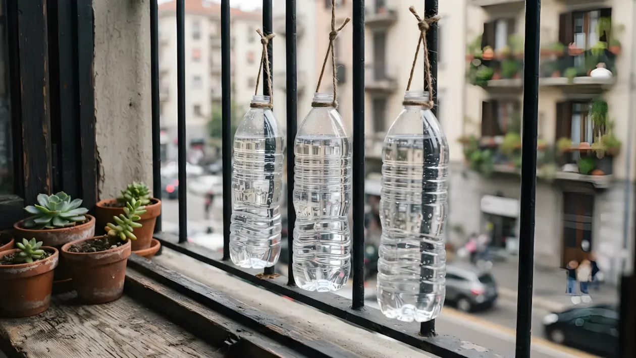 Bottiglie d'acqua alla finestra contro i piccioni: perché il rimedio dura solo pochi giorni