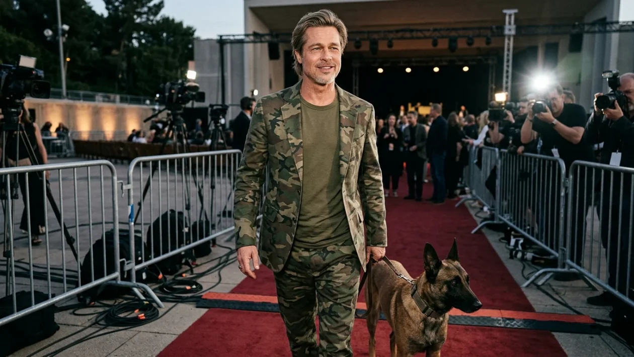 Brad Pitt indossa un completo mimetico sul red carpet della première mondiale
