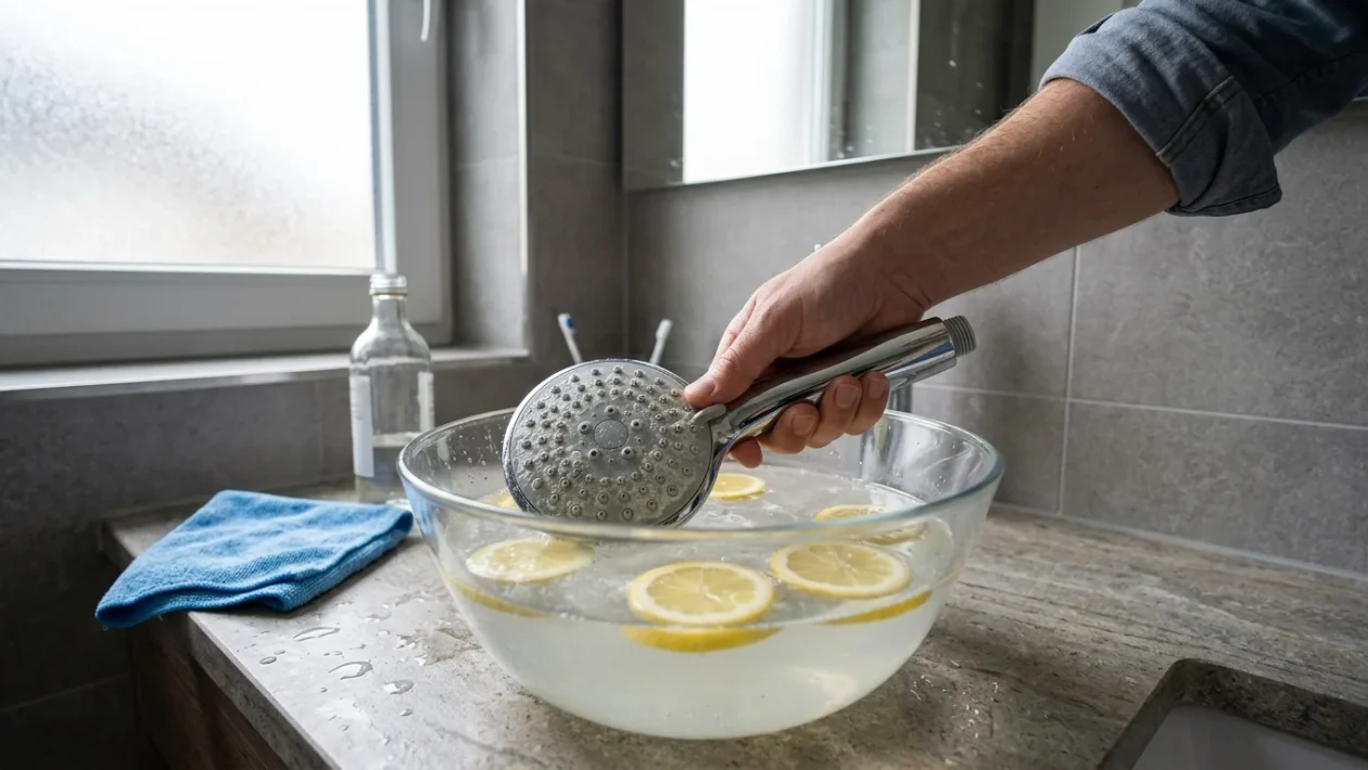 Getto d'acqua che fuoriesce da un soffione doccia