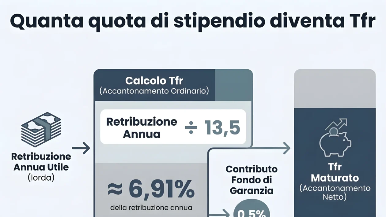 Calcolo Tfr: con 30.000 euro di stipendio si accumulano 2.100 euro l’anno, oltre 3.400 con 50.000
