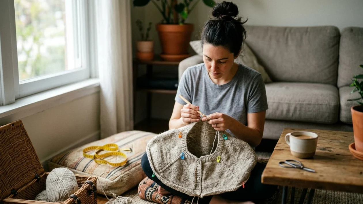 Cardigan lavorato all'uncinetto in un unico pezzo senza cuciture visibili