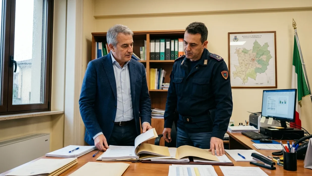 Auto della polizia locale durante un controllo sul territorio
