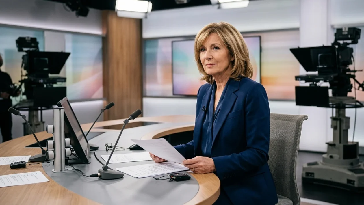 La giornalista Cesara Buonamici durante una conduzione televisiva