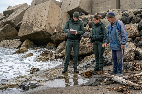 La costa di Ceuta vicino alla spiaggia del Trampolín