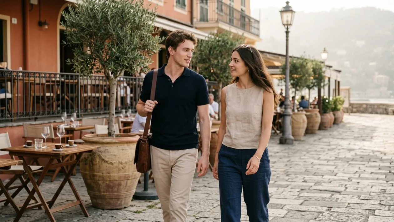 Charles Leclerc e Alexandra Saint Mleux durante una passeggiata nel paddock