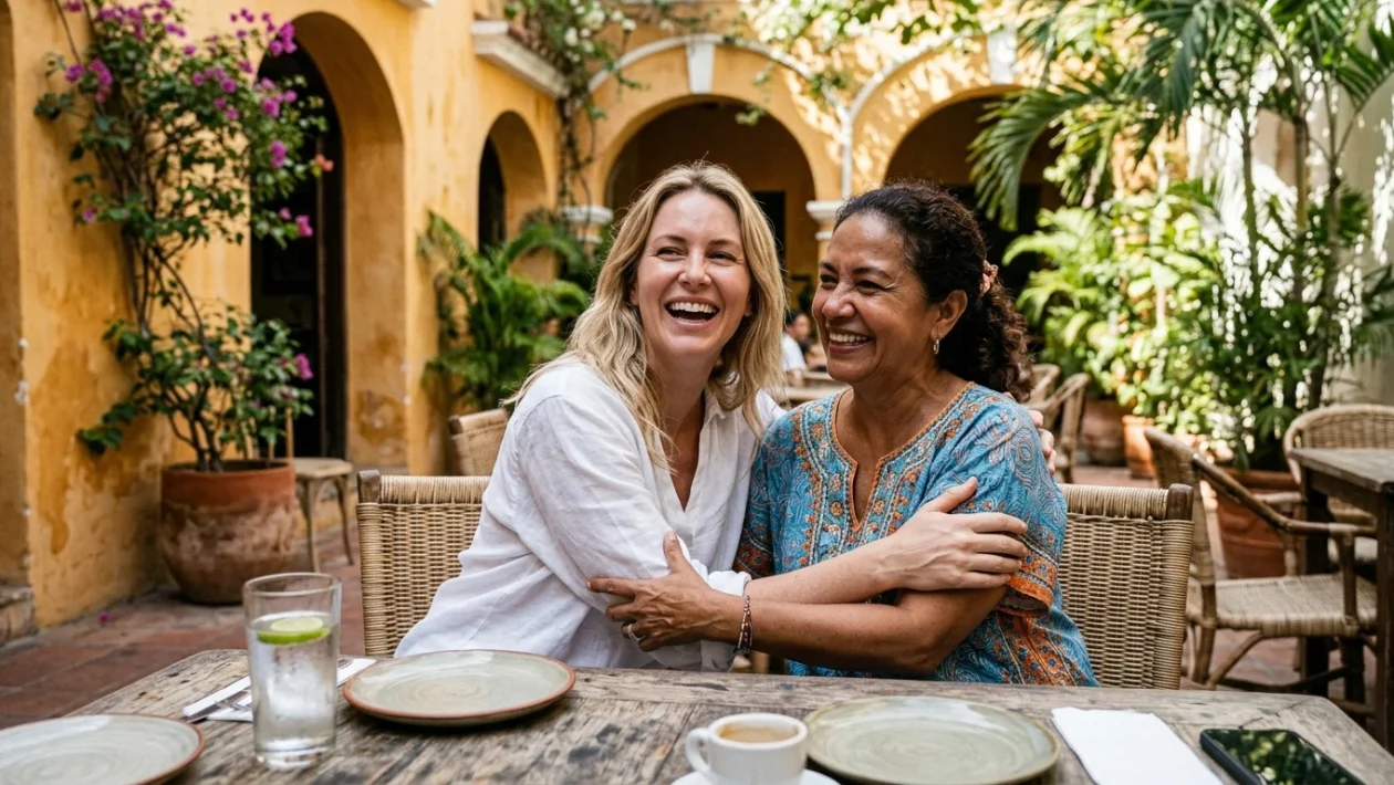 Chiara Ferragni in Colombia sorridente durante il viaggio con la famiglia del partner