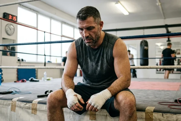 Clemente Russo sul ring durante una competizione di pugilato