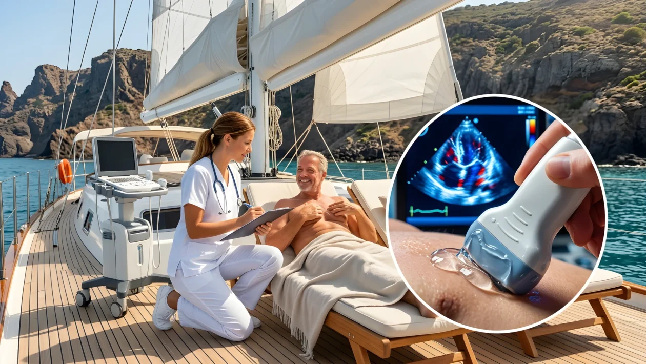 Barca a vela adibita ad ambulatorio medico ormeggiata al porto