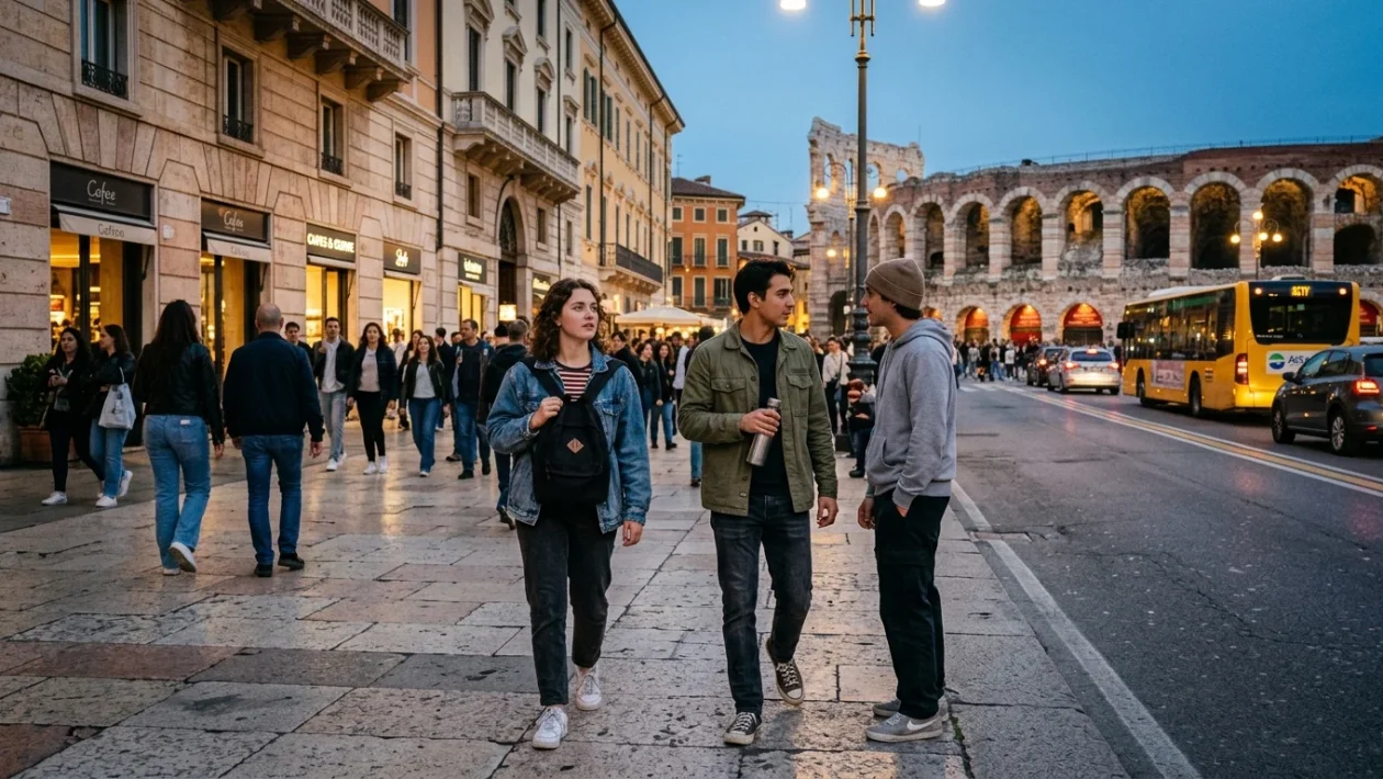 Arena di Verona illuminata per un grande concerto musicale serale