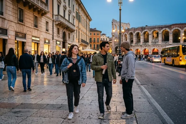 Arena di Verona illuminata per un grande concerto musicale serale