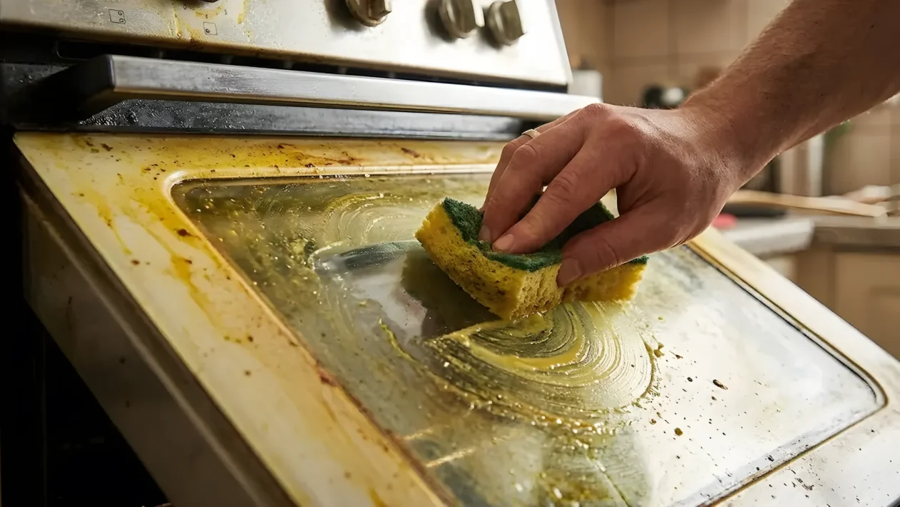 Come pulire il vetro del forno incrostato con bicarbonato e aceto bianco