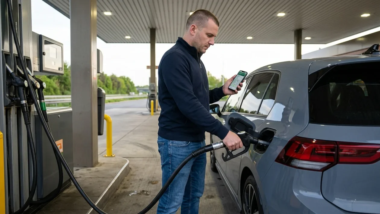 Erogatore di carburante speciale ad alto numero di ottani presso una stazione di servizio
