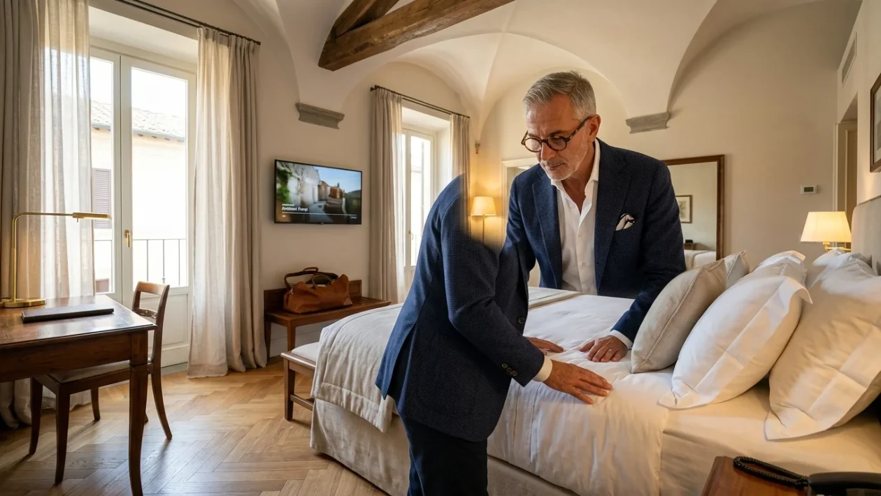 Bruno Barbieri durante le registrazioni del programma 4 Hotel