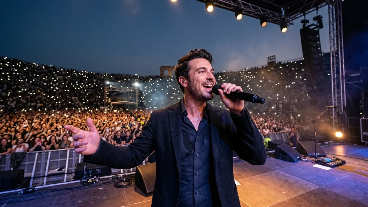 Cesare Cremonini durante il concerto al Circo Massimo di Roma