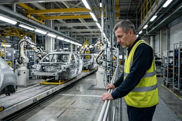 Linea di produzione automobilistica in una moderna fabbrica europea